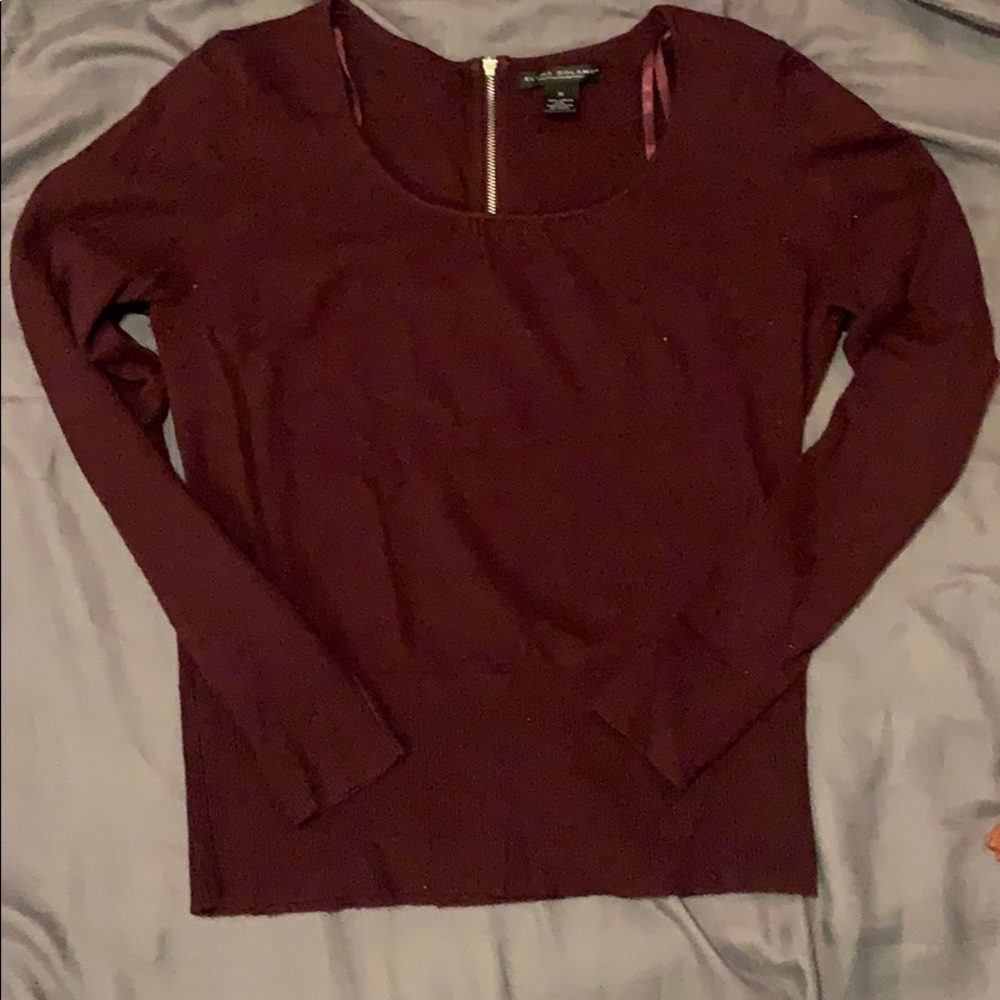Elena Solano Merino Wool Plum Scoop Neck Sweater